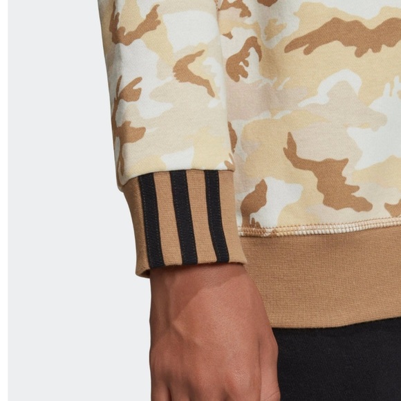 Adidas Originals Youth Crewneck Sweatshirt Beige Camo - Picture 7 of 14
